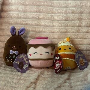Squishmallows Plush Trio - Brown, Pink, Orange